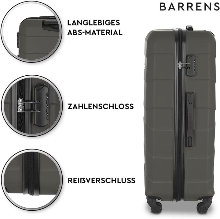 BARRENS Grosser Koffer | Aufgabegepäck | 77x52x29 cm | 90 L | 4x360 Grad Rollen | Flexibler Griff |
