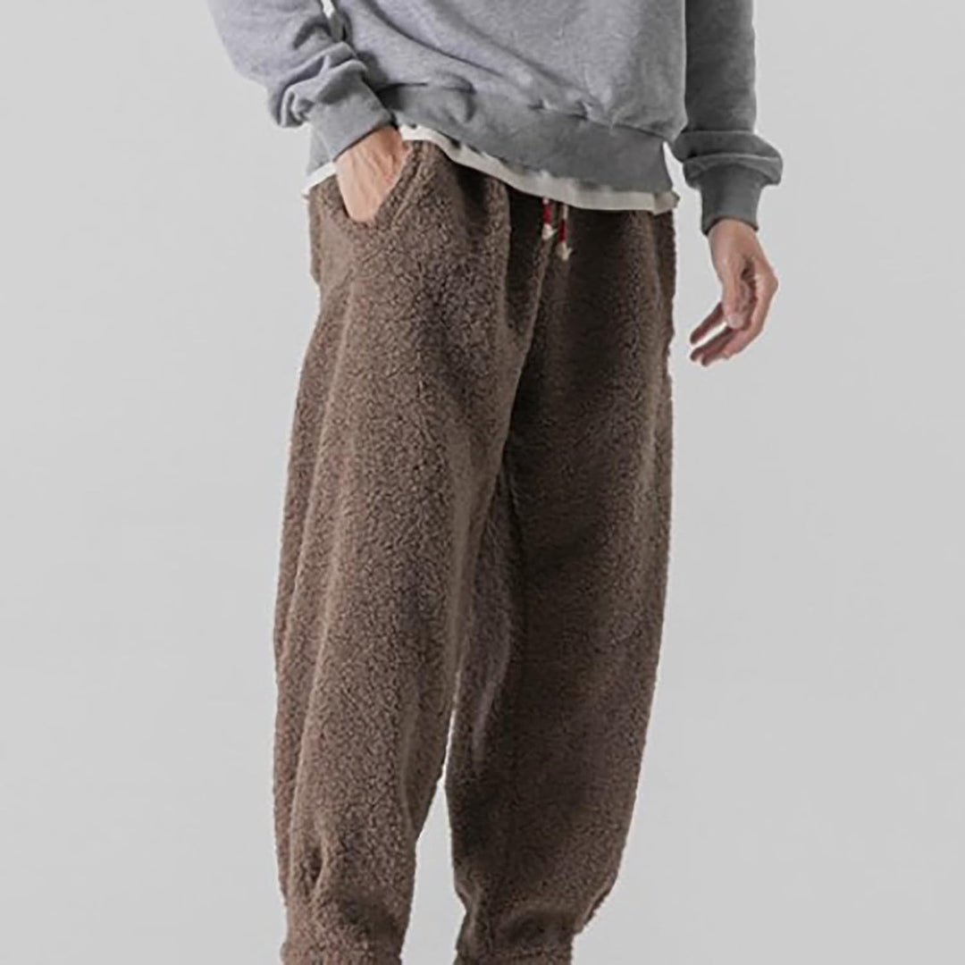 Generisch Teddy Fleece Hose Herren, Plüschhose Herren Sport, Jogginghose Mit Tunnelzug Fleecehose Mi