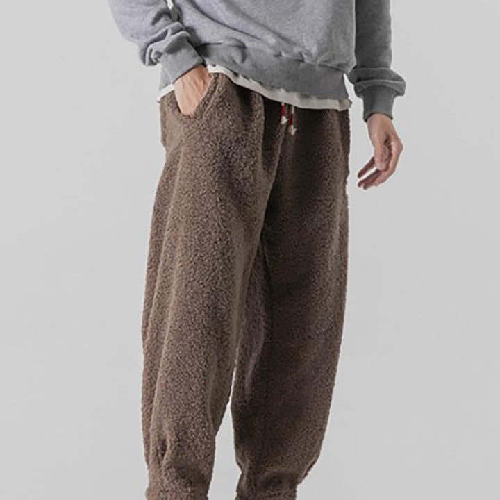 Generisch Teddy Fleece Hose Herren, Plüschhose Herren Sport, Jogginghose Mit Tunnelzug Fleecehose Mi