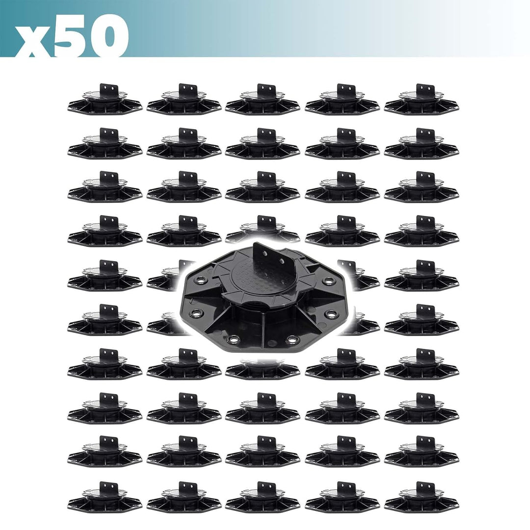 XPOtool Stelzlager Set 50-TLG. 2700kg Traglast Höhenverstellbare Stellfüsse 18-25mm Terrassendielen