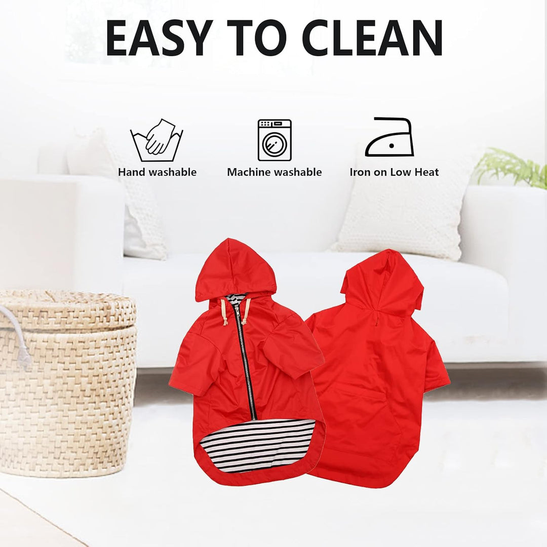 MOREZI Wind&Wasserdicht Hunderegenmantel mit Beinschutz & Fest Kapuze - Leichtes Outdoor - Für klein