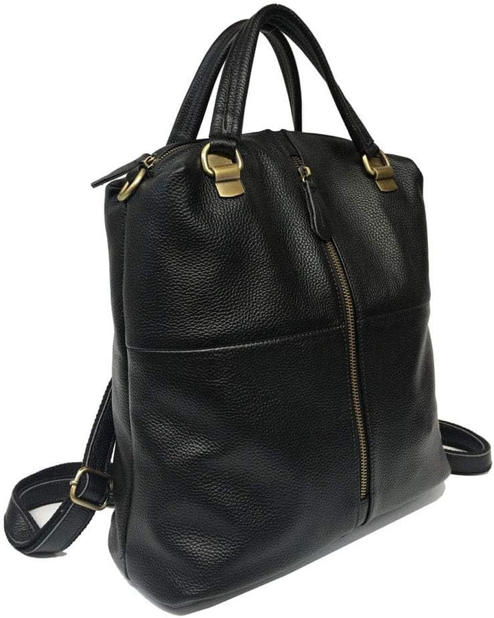 Alice Fan Rindsleder Echtes Leder Rucksack für Frauen Umhängetasche Schwarz Leder Reisetasche, Schwa