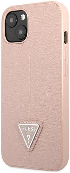 GUESS GUHCP14SPSATLP Hülle für iPhone 14 6,1" rosa/pink hardcase SaffianoTriangle Logo