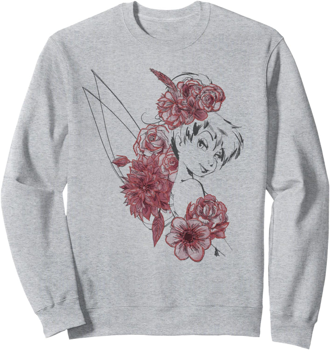 Disney Peter Pan Tinkerbell Floral Portrait Sketch Sweatshirt