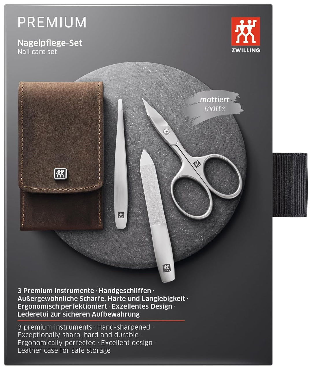 ZWILLING Maniküre und Pediküre Set, Reise Etui Set für Hände und Füsse, Nagelpflege, Echtleder, 3-te