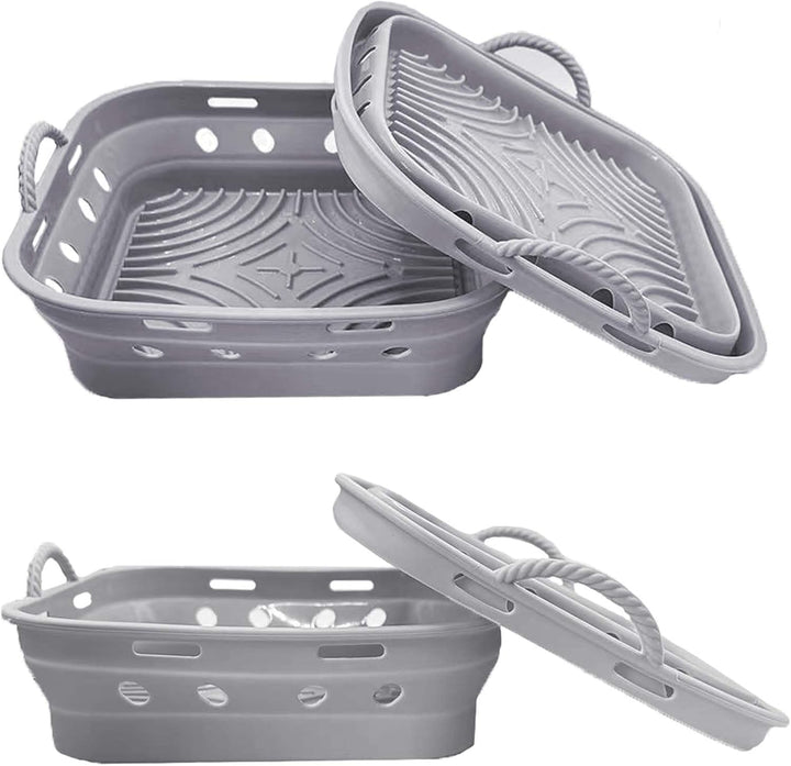 Silikonform für Heissluftfritteuse, 2 Stück 21CM AirFryer Silikon Pot Faltbar/Wiederverwendbar Airfr