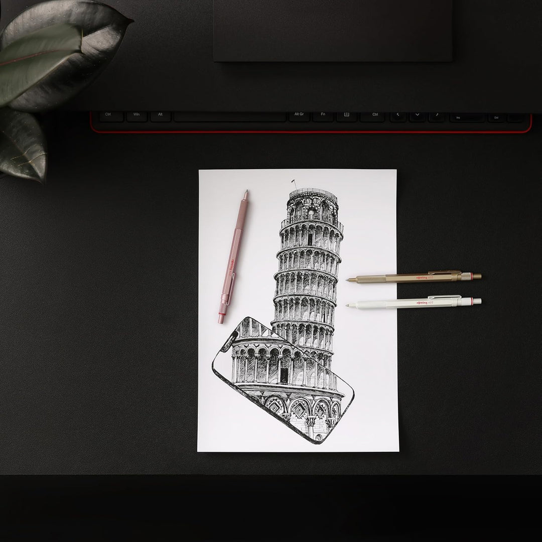 rOtring 600 Kugelschreiber | mittlere Spitze | Schwarze Tinte | perlweisser Schaft | nachfüllbar Pea