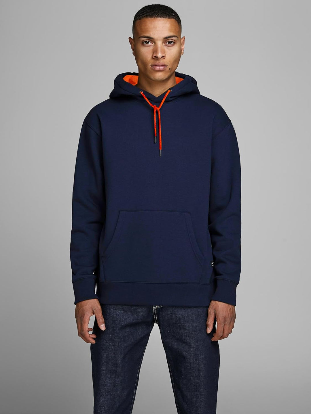 JACK & JONES Herren Basic Hoodie Soft Sweat Hood Jumper Kapuzen Pullover XS Navy Blazer (Shocking Or