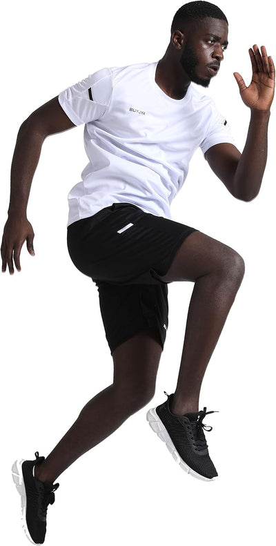 BUYJYA Herren Workout Kleidung Athletic Shorts Set 3er Pack für Basketball Fussball Training Laufen
