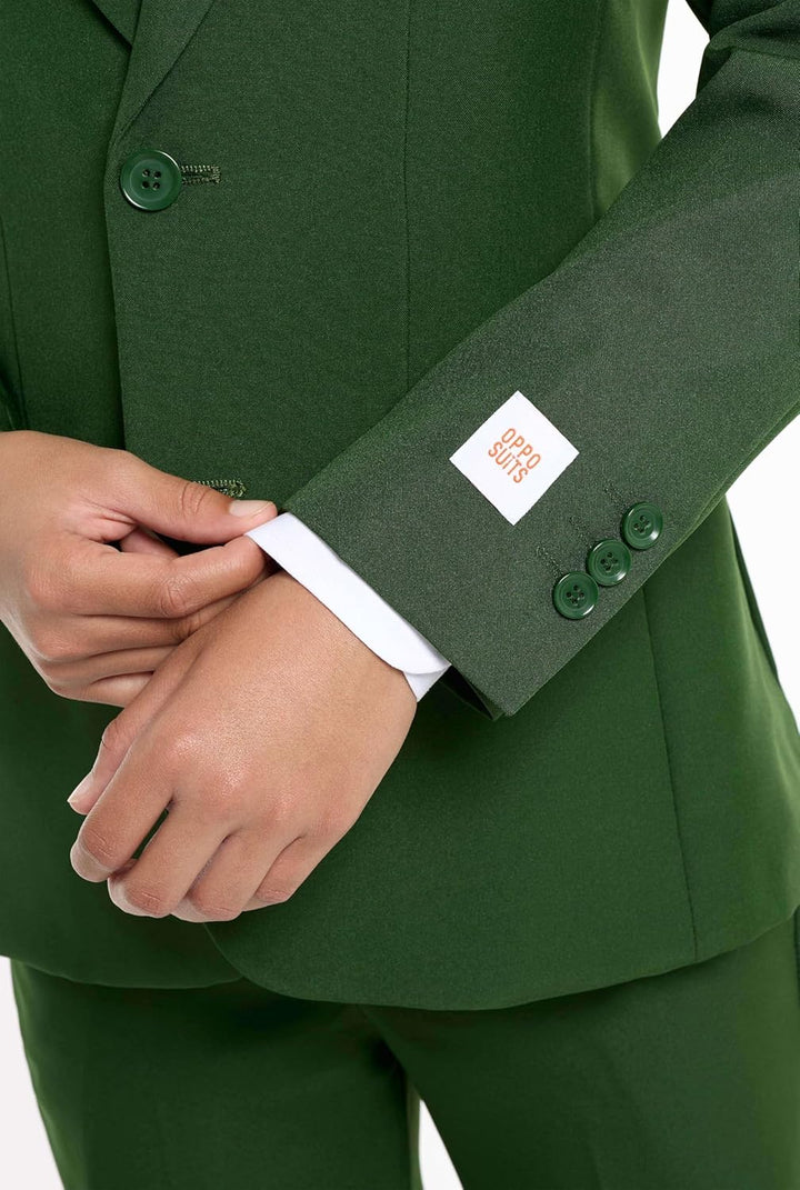 OppoSuits Einfarbiger Anzug für Teenager-Jungen in Glorious Green - Abschlussball- und Hochzeitsfeie