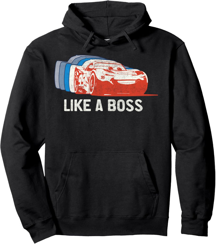 Disney Pixar Cars 2 Lightning McQueen Like A Boss Text Pullover Hoodie