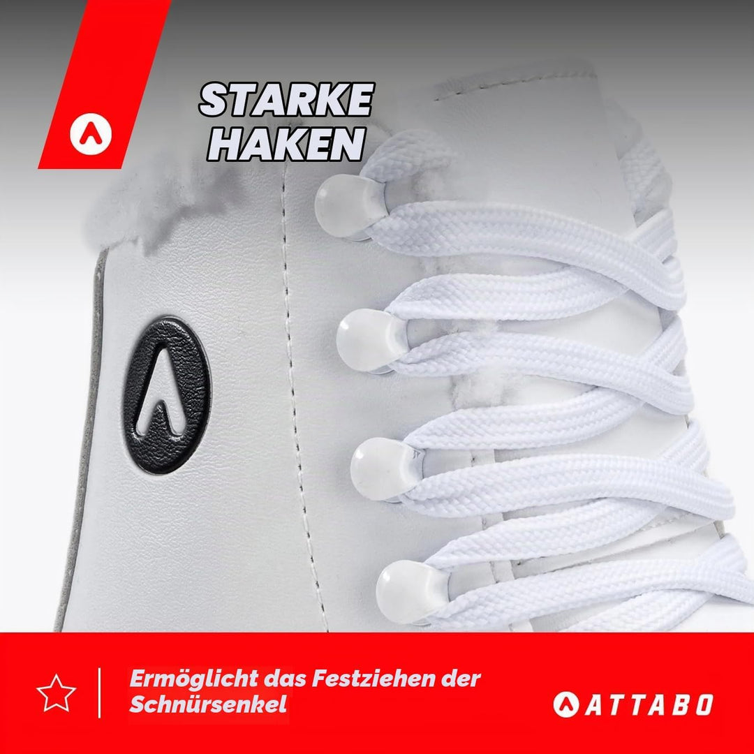 ATTABO Eiskunstlauf Schlittschuhe Kinder | Kufe aus Edelstahl, Klassische Schnürung, Verstärkte Hake