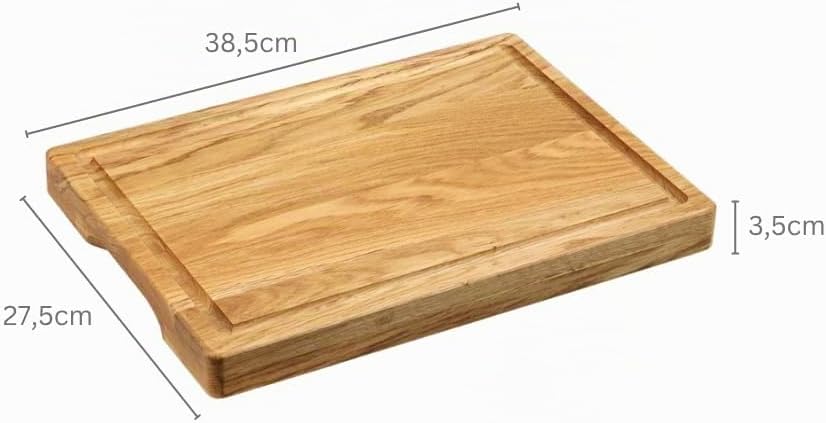 KESPER Schneidebrett Eichenholz | FSC®-zertifiziert | Extra stark 3,5 cm | Mit Griffmulde &amp; BIOFA-Öl