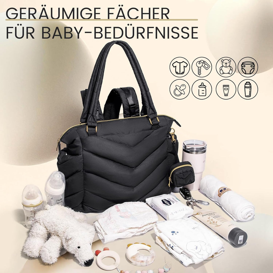 MISS FONG Baby Wickeltasche Wickelrucksack Rucksack Gross, Wickeltasche Kinderwagen Puffer Rucksack