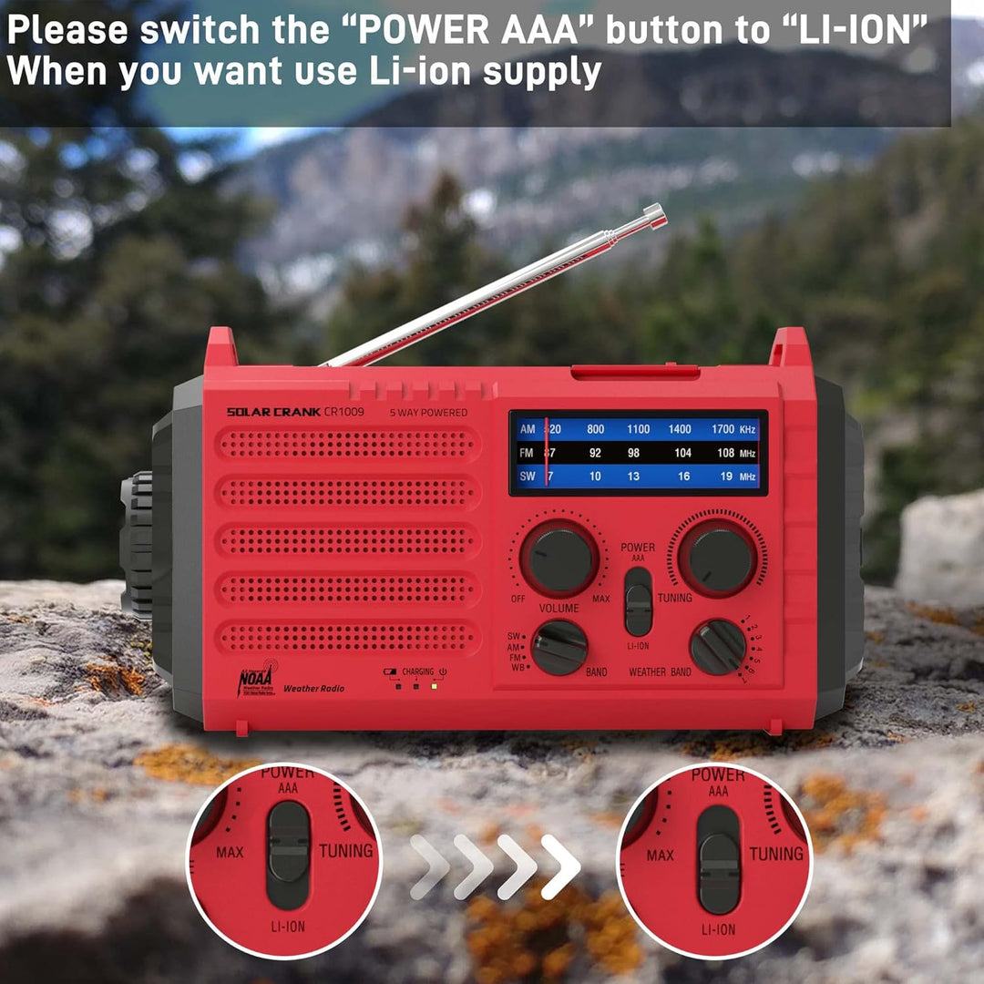 Mesqool Notfallradio Solar Kurbel Tragbares Radio, Wasserdicht LED Dynamo Lampe Powerbank AM/FM/SW-R