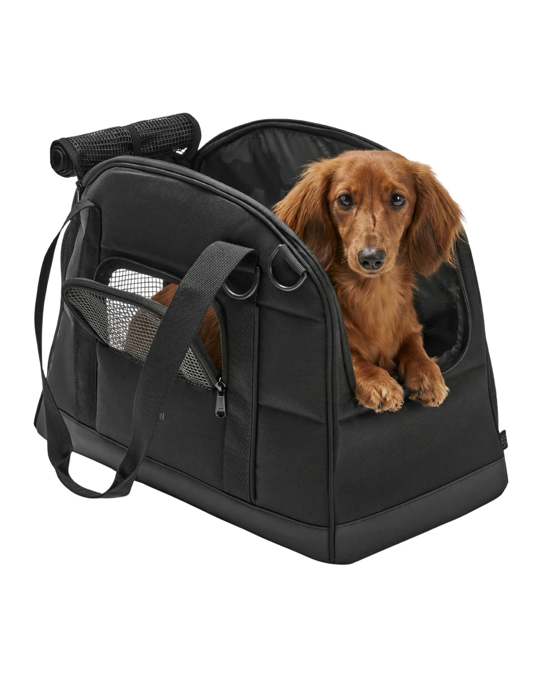 Larkson Hundetransportbox für Kleine Hunde bis 12kg Schwarz - Tjark - Hundetasche fürs Flugzeug - Tr