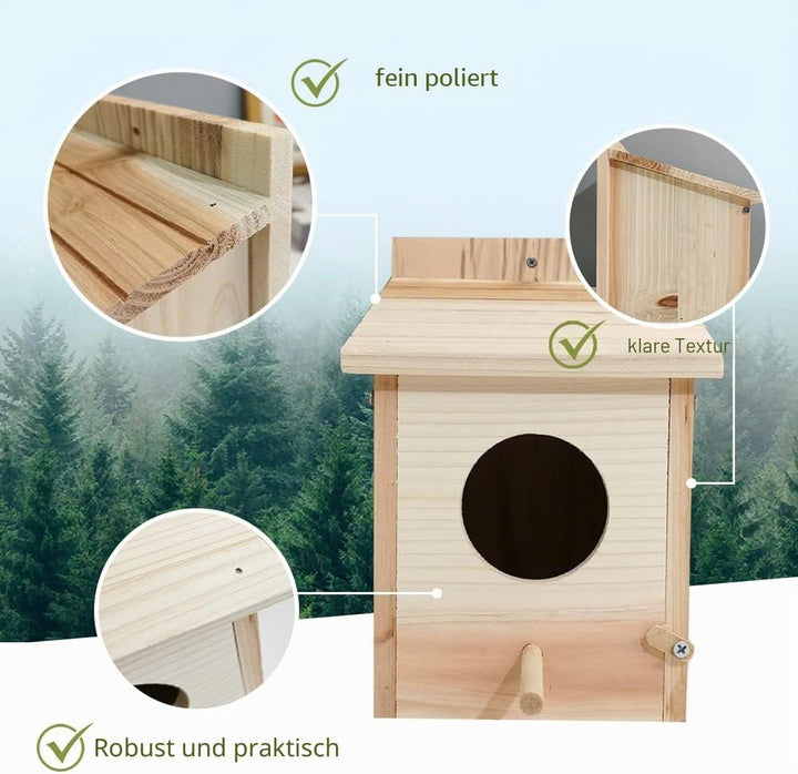 Nistkasten Bausatz Rotkehlchen, Nistkasten für Meise, Vogelhaus Wetterfest aus Holz, Vogelhäuschen Z