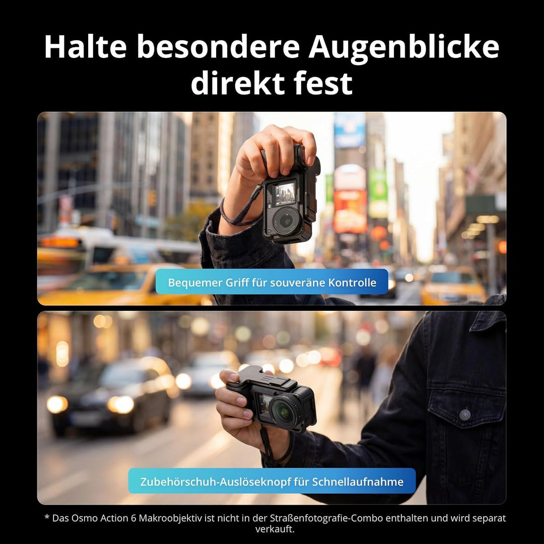 DJI Osmo Action 6 Strassenfotografie-Combo, mit Handgriff und Zubehörschuh-Auslöseknopf, Unterwasser
