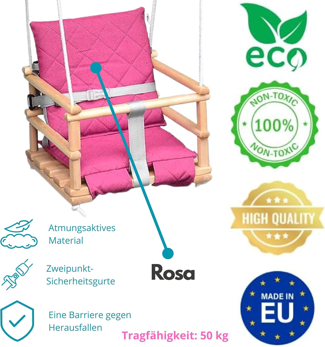 Holz Babyschaukel, Kinderschaukel, Schaukel für Kinder Schaukel 3 in 1 + SICHERHEITSGURT, Kleinkinds