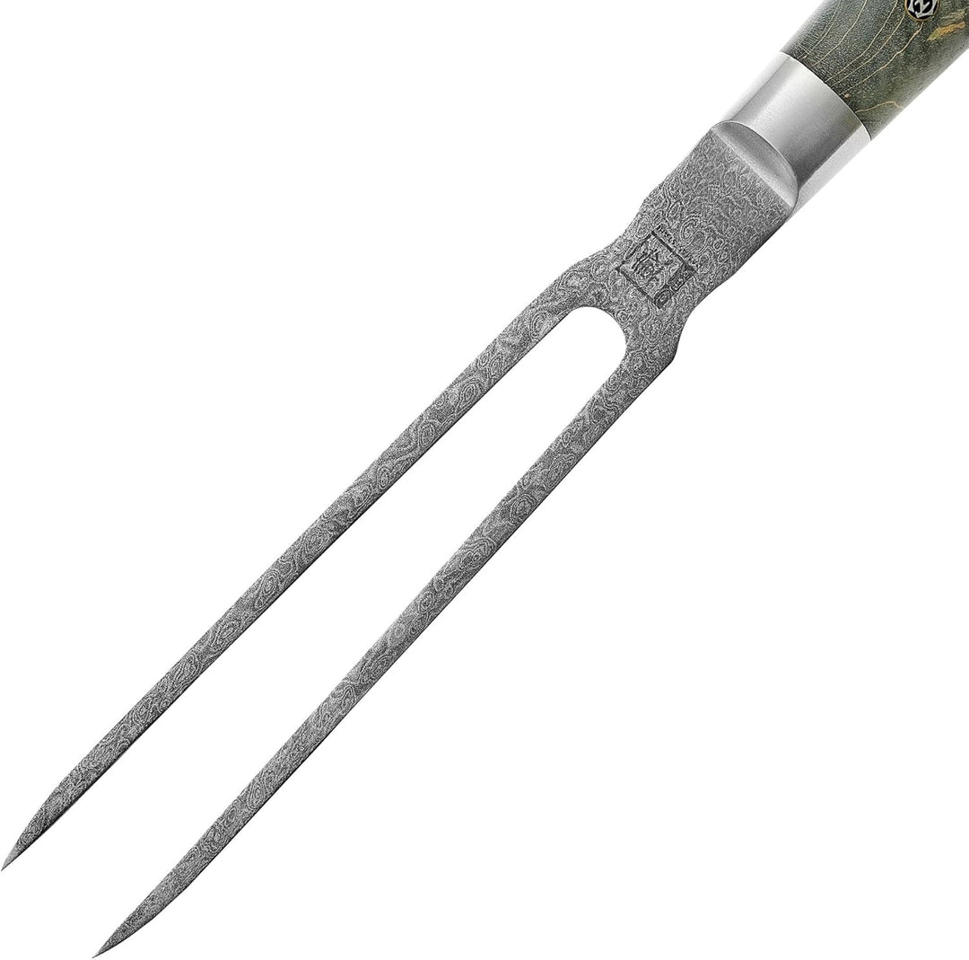 zayiko Professional Series Damast Fleischgabel 18 cm Klinge gefertigt aus 67 Lagen Damaststahl I Tra