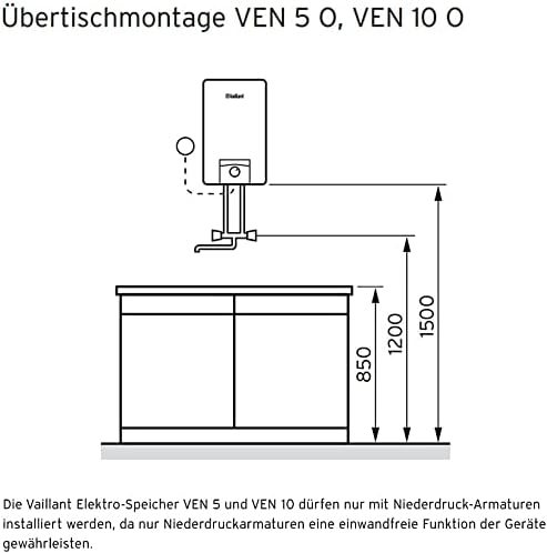 Vaillant Warmwasserspeicher, Übertischgerät eloSTOR VEN 5/7-5 O plus, 230 V, Kapazität: 5 Liter, Nie