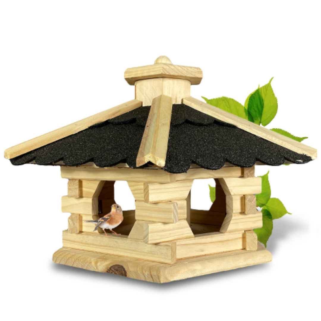 GARTENETAGE Futterhaus Skandinavia mit Futtersilo für Vögel/massives Vogelhaus aus Holz, wetterfest/