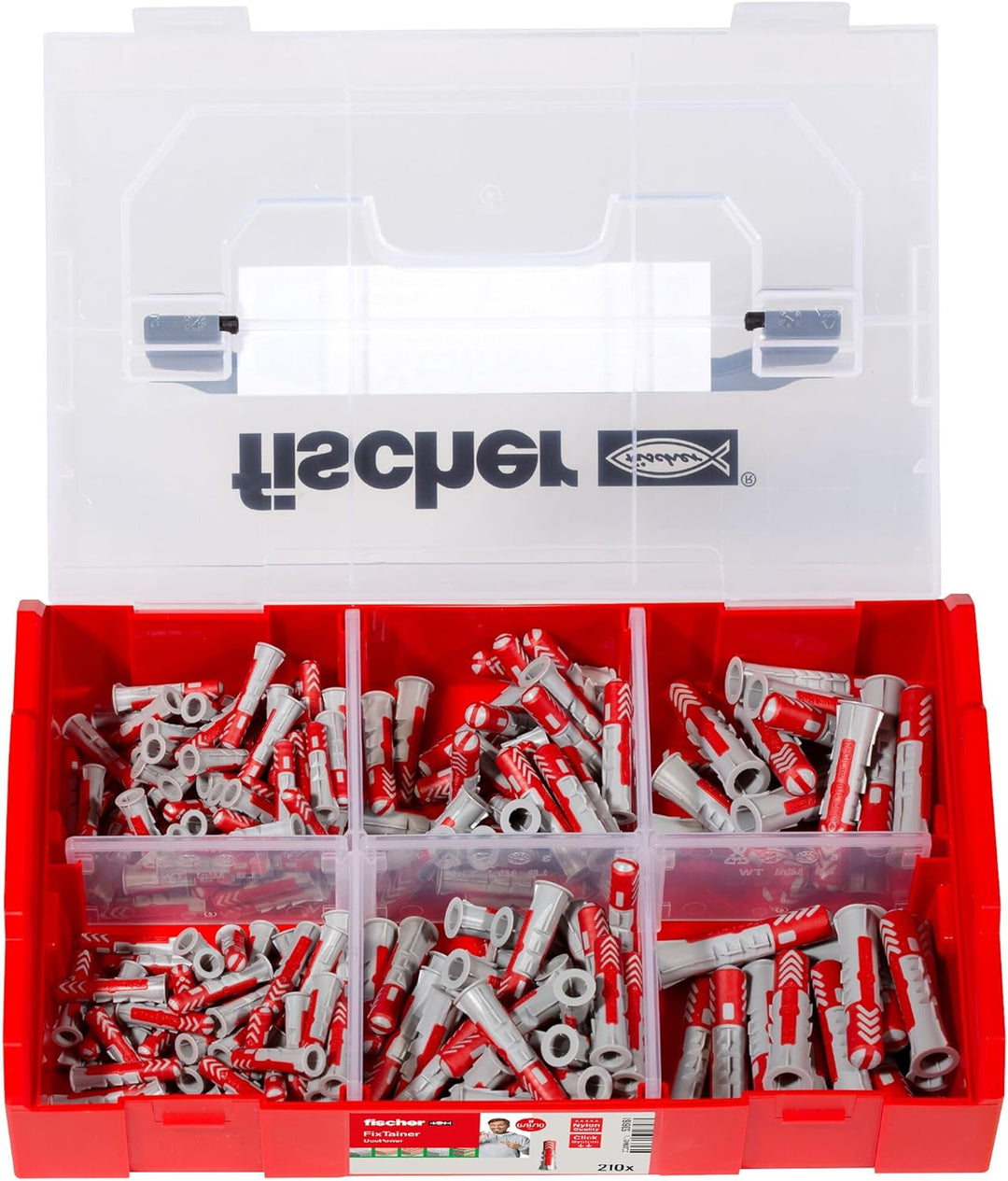 fischer FIXtainer - Dübelbox mit DUOPOWER Universaldübel Sortiment - Für zahlreiche Baustoffe und vi