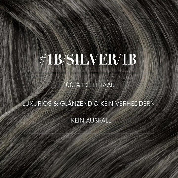 YoungSee Tressen Extensions Echthaar Silber Echthaar Tressen Schwarz Ombre Silber Haartressen Echtha