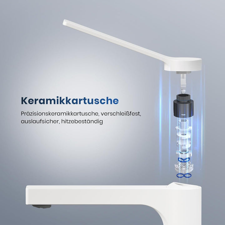 EMKE Wasserhahn Bad Weiss Matt, 335 x 233 x 46 mm, Messing, Keramikkartusche, Badarmatur, Mischbatte