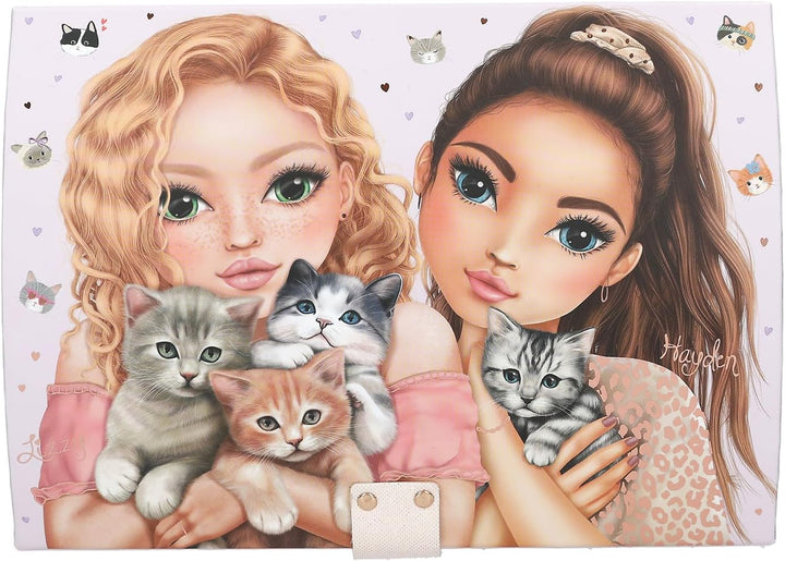 Depesche 13578 TOPModel Cat Love - Schmuckkästchen in Lila, mit Model Motiv und Katzen Muster, Schmu