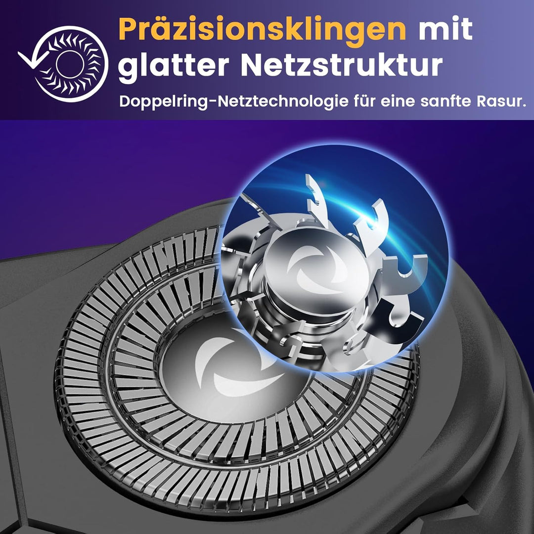 Skycool Rasierer Herren Elektrisch, 3-in-1 Elektrischer Rasierer für Herren Nass und Trocken, IPX7 W