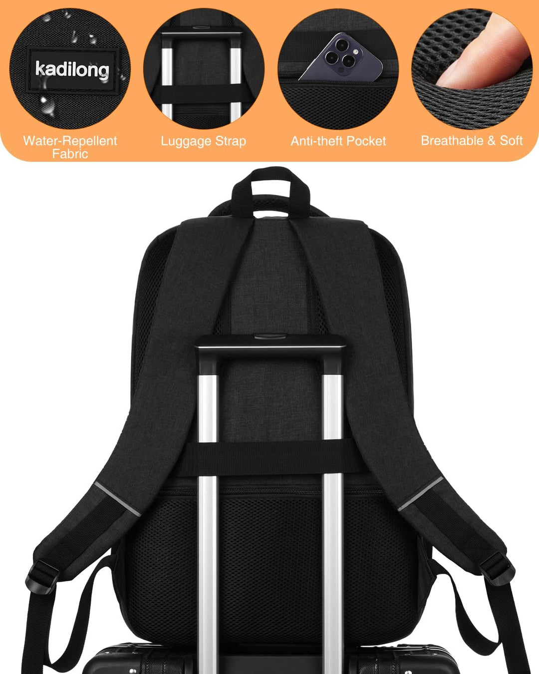 kadilong Lunch Rucksack Herren,Gross Lunch Rucksack 17,3 Zoll für Arbeit Reisen Schule Picknick Uni