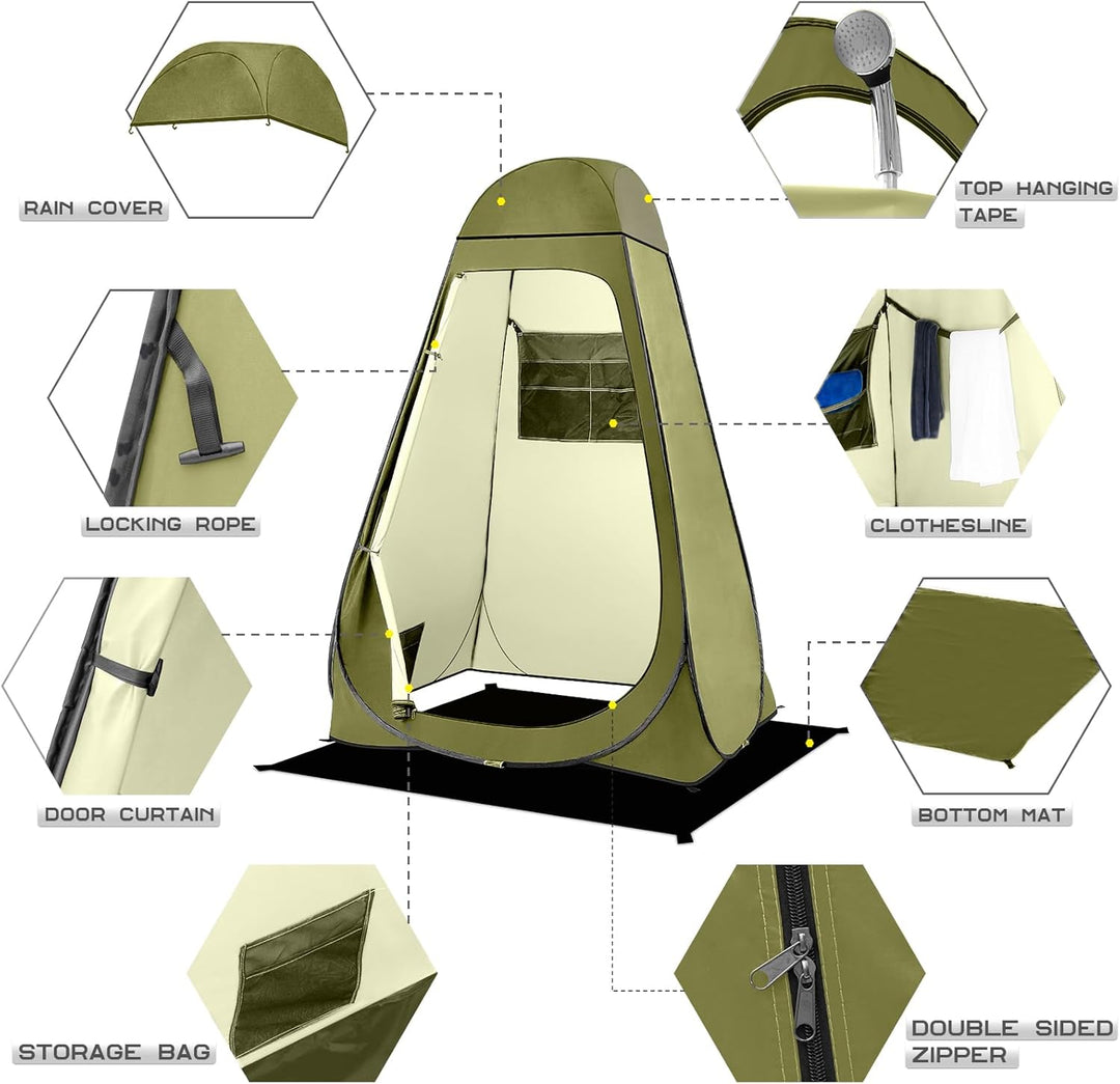 BRIAN & DANY Duschzelt Camping, Pop Up Toilettenzelt, Tragbares Umkleidezelt mit Regenschutz und Fen