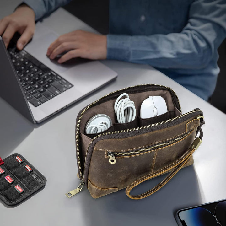 Contacts Männer Leder Reissverschluss Karte Passport Pocket Bill Wallet Geldbörse Handytasche Kaffee