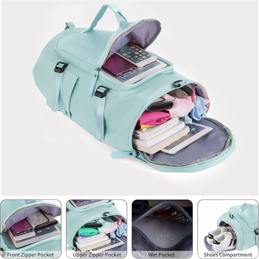 Unisex Sporttasche mit Rucksackfunktion Reisetasche mit Schuhfach Gross Reiserucksack Wasserdicht Le