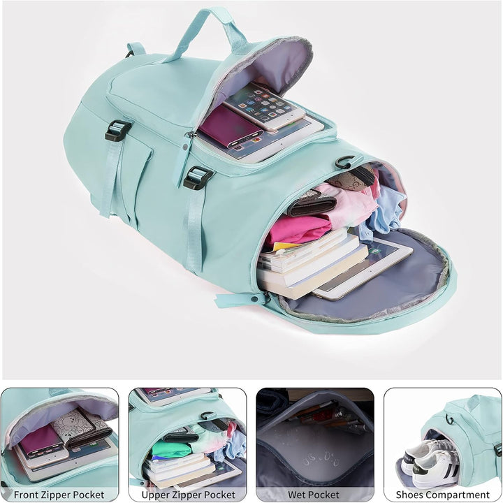 Unisex Sporttasche mit Rucksackfunktion Reisetasche mit Schuhfach Gross Reiserucksack Wasserdicht Le