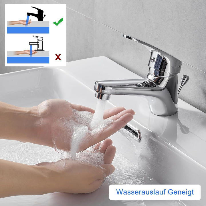 KEOKBON Wasserhahn Bad, Waschtischarmatur Einhebelmischer, Mischbatterie mit Zugstange Keine Schmutz