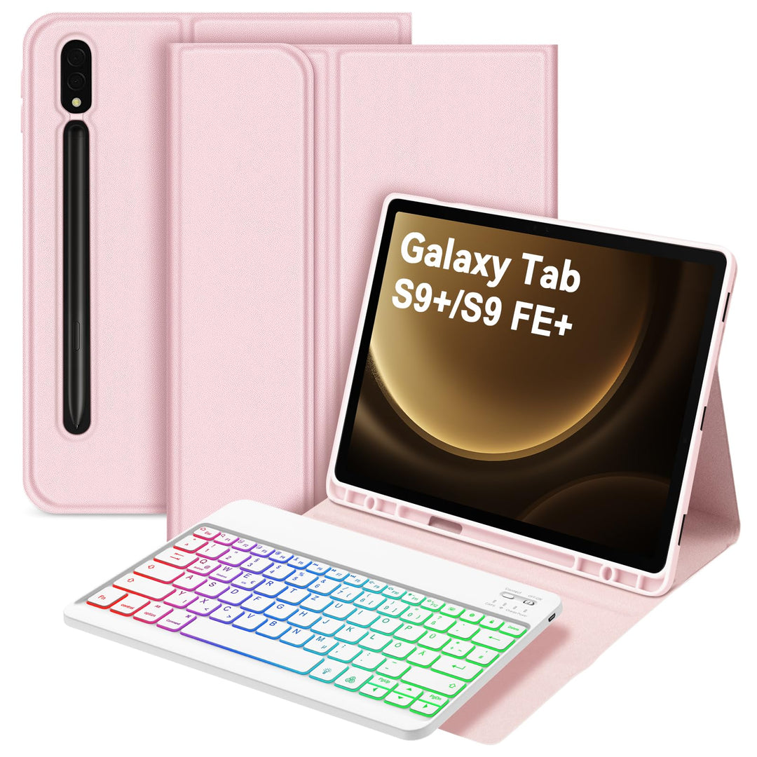 Bettdow für Samsung Galaxy Tab S10+/S10 Plus Tastatur Hülle, QWERTZ Layout Abnehmbarer Beleuchtete T