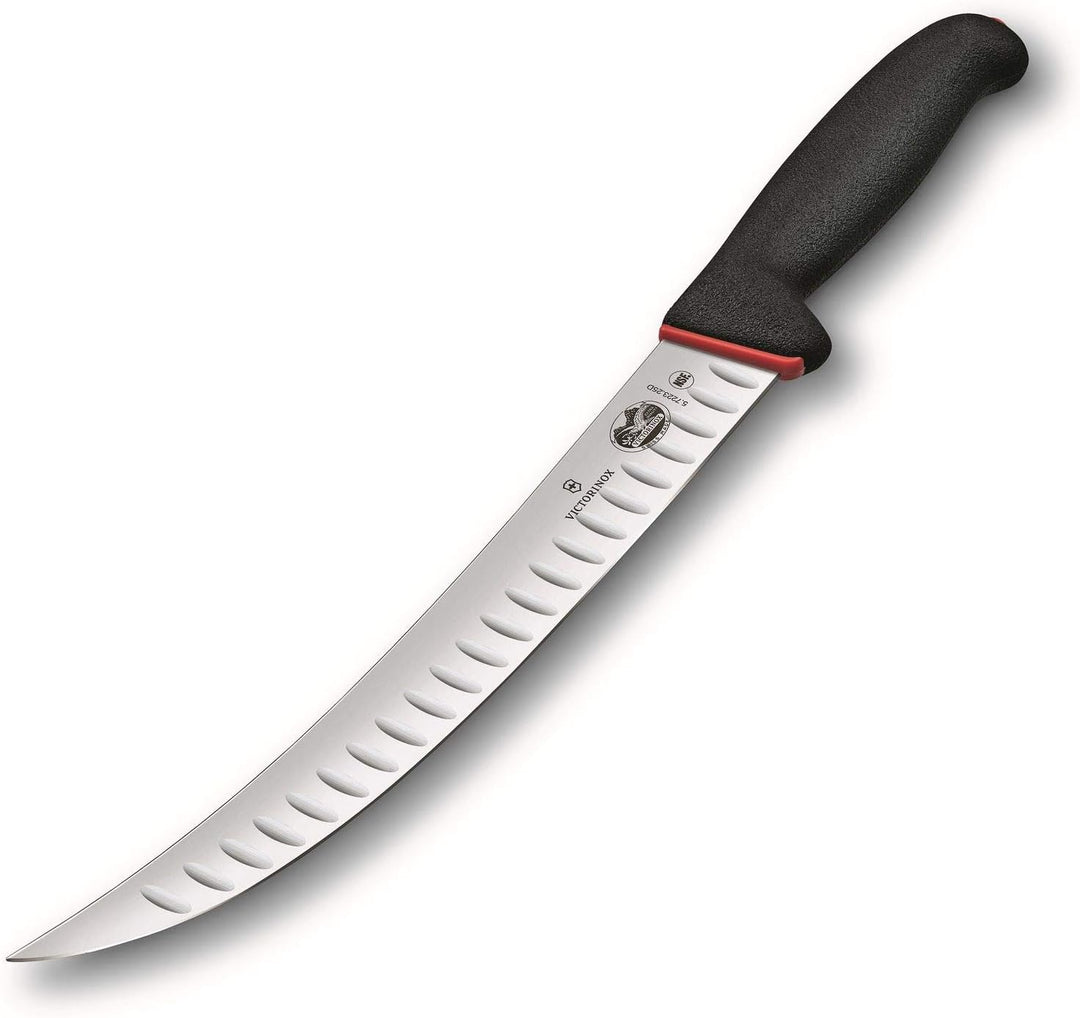 Victorinox Fibrox Dual Grip Schlachtmesser, Swiss Made, Kullenschliff, gebogene, schmale Klinge, sch