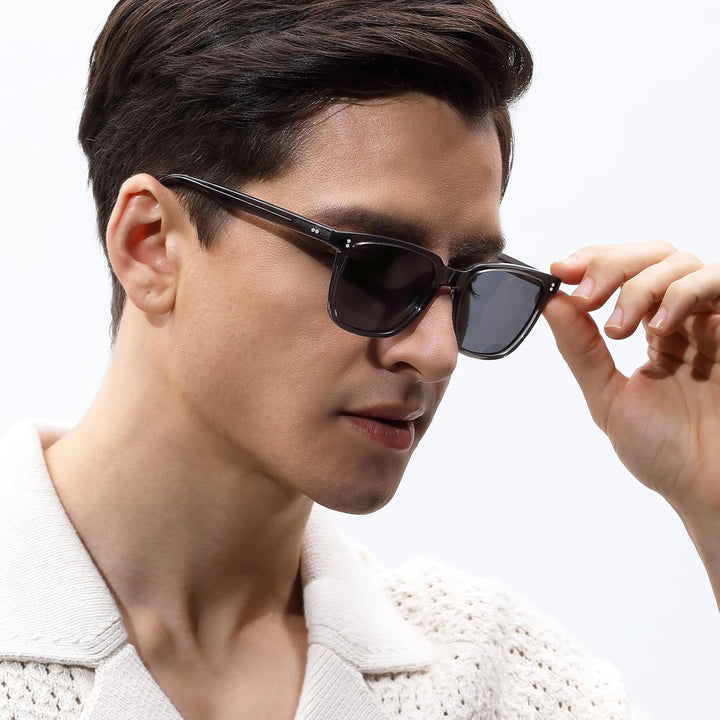 CARFIA Polarisierte Herren Sonnenbrille mit Rechteckig Acetatrahmen, 100% UV-Schutz Sportliche Sonne