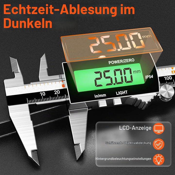 Digitaler Messschieber (wiederaufladbar), Preciva 150 mm Schieblehre Digital Edelstahl, elektronisch