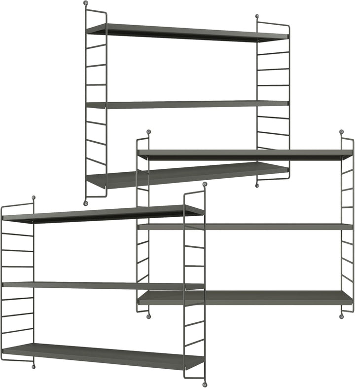 [en.casa] Modulares Wandregal Strängnäs 3er Set Metallregal Anthrazitgrau Hängeregal mit 3 Regalböde