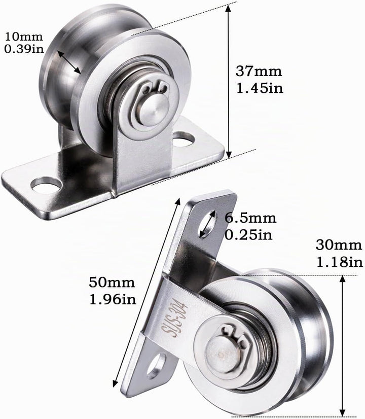 30mm Umlenkrolle Stahlseil, Umlenkrollen für Seile, Seilrolle mit 2 Kugellager | 4 Stück 4 30mm-2K,