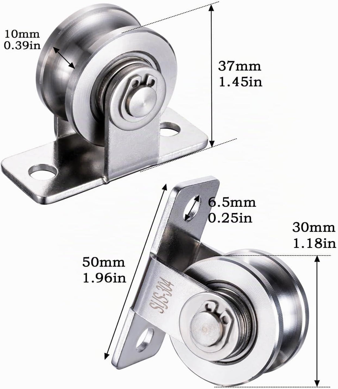 30mm Umlenkrolle Stahlseil, Umlenkrollen für Seile, Seilrolle mit 2 Kugellager | 2 Stück 2 30mm-2K,