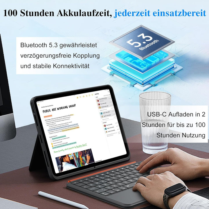 WIWU iPad Pro 11 Hülle mit Tastatur 3 in 1 Magnetische Abnehmbare Tasche Tastatur Ständer Beleuchtet