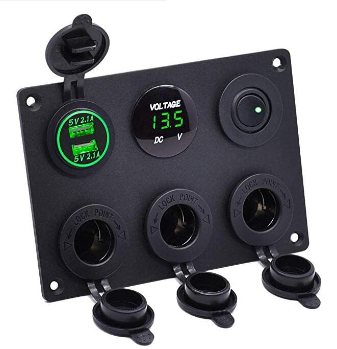 TOTMOX 12V/24V Auto-Bedienfeld mit Dual-USB-Ladegerät, Zigarettenanzünder, Schaltbedienfeld für Auto