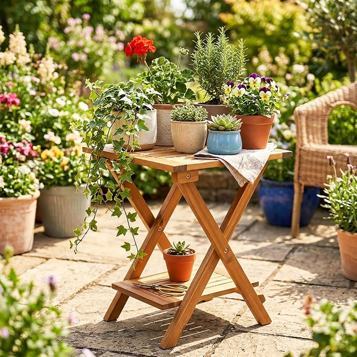 Spetebo Akazienholz Garten Beistelltisch klein geölt für Aussen 35 x 35 cm | Beistelltisch aus 100%