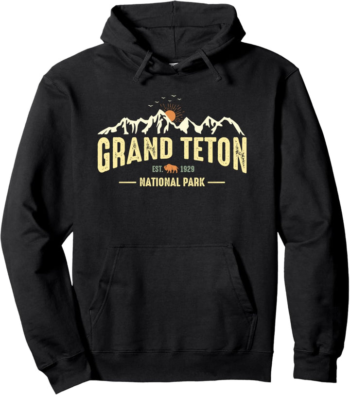 US Grand Teton Vintage National Park Jackson Hole Wyoming Pullover Hoodie