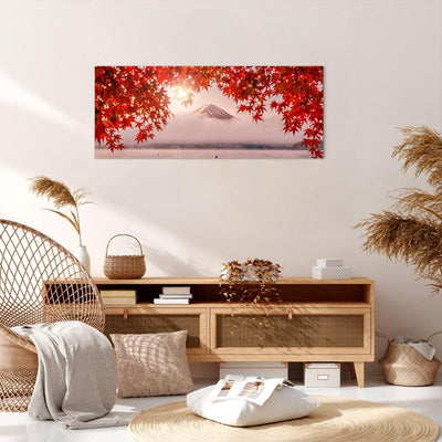 Wandbilder Dekoration Wohnzimmer Vulkan See Panorama Bilder auf Leinwand 120x50cm Leinwandbild mit R