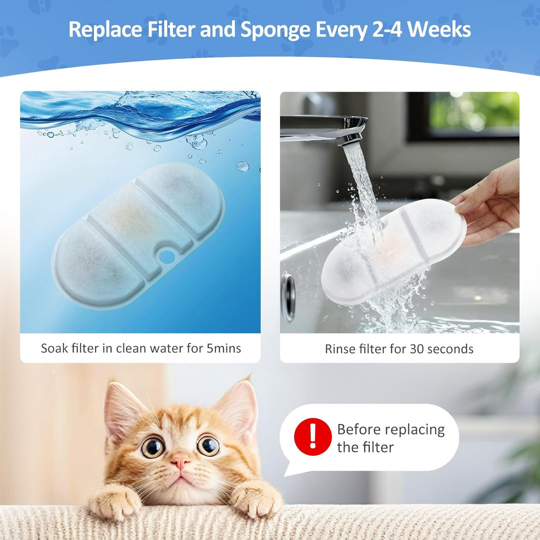 16 Pack Katzenbrunnen Filter kompatibel mit 2.1L Capsule Trinkbrunnen PLWF002, Ersatzfilter mit Vier